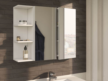Mancini 600mm White Mirrored 2-Door Wall Mounted Bathroom Cabinet Storage Solution - UK Luxury Furniture